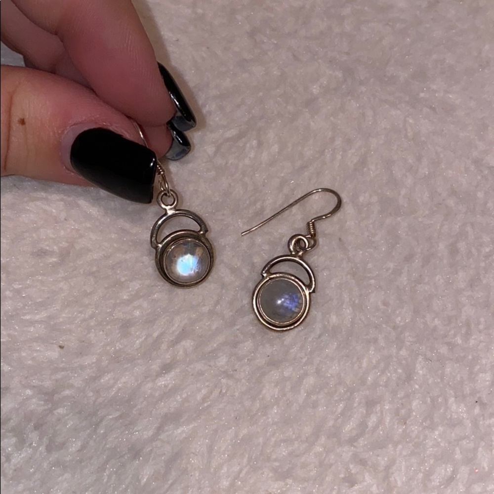 Sterling silver moon stone earrings